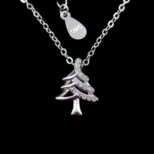 Tree Silver Zircon Necklace