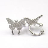 Silver Butterfly Shaped Zircon Huggies