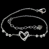 Silver Heart Shaped Zircon Bracelet