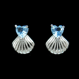 Silver Shell Shaped Zircon Ear Stubs