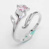 Silver Rose Shaped Zircon Ring