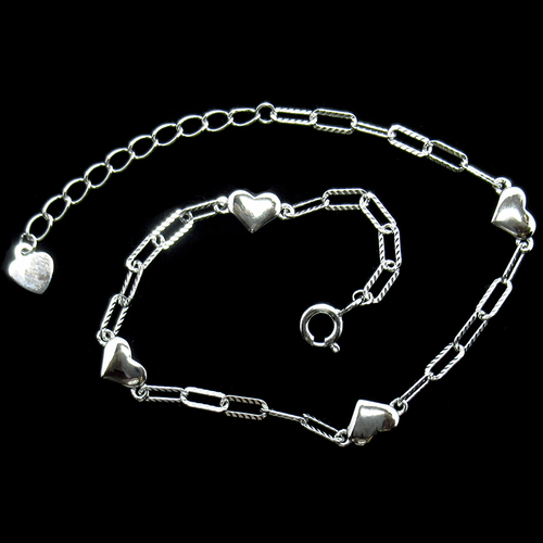 Silver Heart Shaped Plain Bracelet