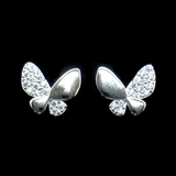 Silver Butterfly Shaped Zircon Ear Stubs