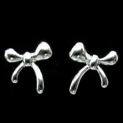 Silver Ribbon Shaped Plain Ear Stubs