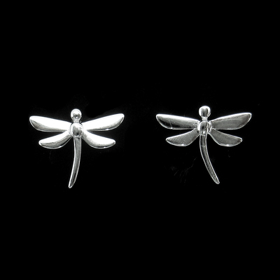 Silver Dragonfly Shaped Plain Ear Stubs