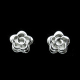 Silver Rose Shaped Plain Ear Stubs