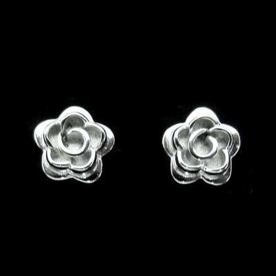 Silver Rose Shaped Plain Ear Stubs