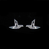 Silver Paper Crane Shaped Plain Ear Stubs