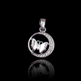 Silver Butterfly Zircon Pendant