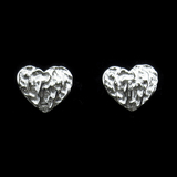 Silver Heart Shaped Plain Ear Stubs