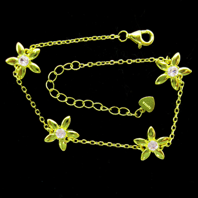 Silver Flower Shaped Zircon Bracelet