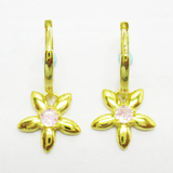 Silver Flower Shaped Zircon Huggies