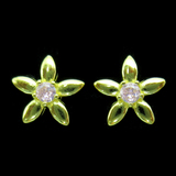 Silver Flower Shaped Zircon Ear Stubs