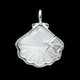 Silver Shell Shaped Zircon Pendant