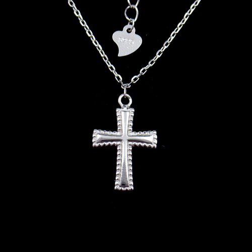 Silver Cross Plain Necklace