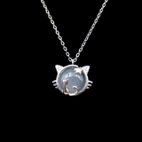纯银猫镶石项链