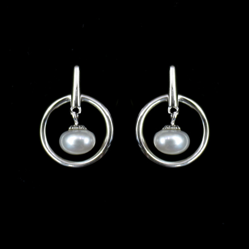 Silver Pearl Ear Stubs