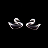 Silver Swan Enamel Earrings