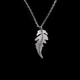 Silver Leaf Shaped Zircon Necklace