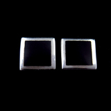 Silver Quadrilateral Enamel Earrings