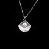 Silver Shell Shaped Pearl Necklace