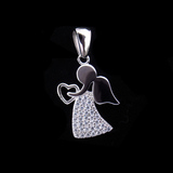 Silver Angel Shaped Zircon Pendant
