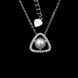 Silver Triangle Pearl Necklace