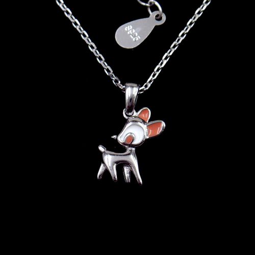 Silver Deer Enamel Necklace