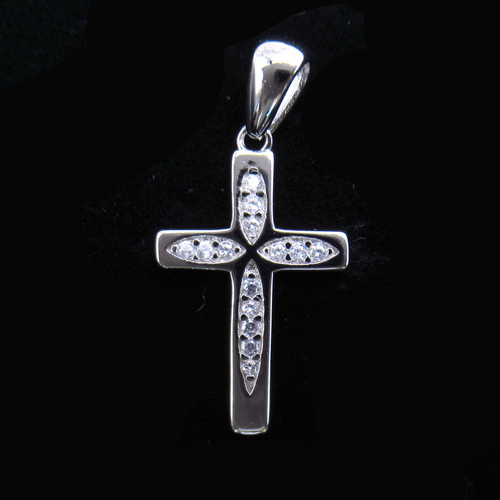 Silver Cross Zircon Pendant