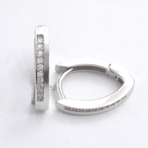 Silver Zircon Huggies