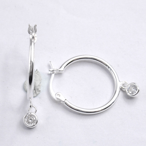 Silver Zircon Huggies