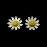 Silver Flower  Enamel Earrings