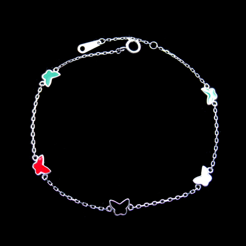 Silver Butterfly Enamel Bracelet