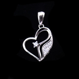 Silver Heart Shaped Zircon Pendant