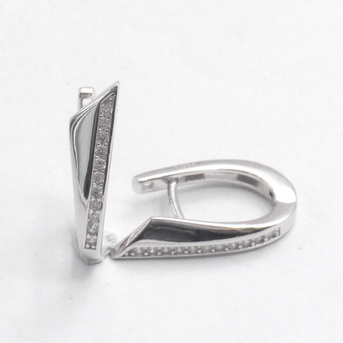 Silver Zircon Huggies