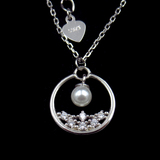 Silver Round Pearl Necklace