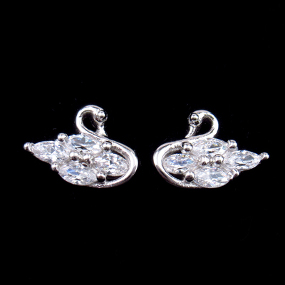 Silver Swan Zircon Earrings