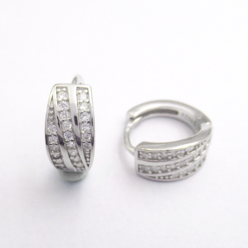 Silver Zircon Huggies