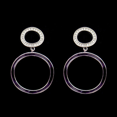 Silver Enamel Ear Stubs