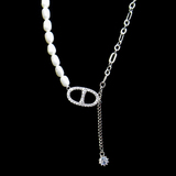 Silver Heart Shaped Pearl Necklace