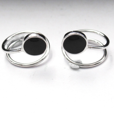 Silver Enamel Huggies