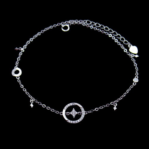 Silver Zircon Anklet