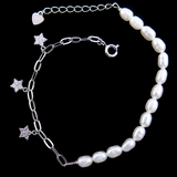 Silver Star Shaped Pearl Bracelet