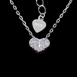 Silver Heart Shaped Zircon Necklace