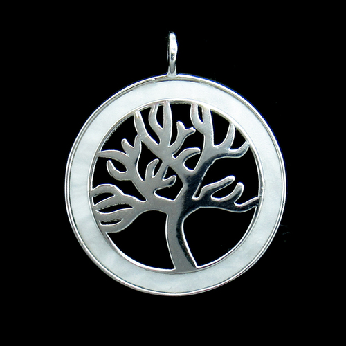 Silver Tree Shaped Zircon Pendant