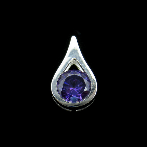 Silver Waterdrop Shaped Zircon Pendant
