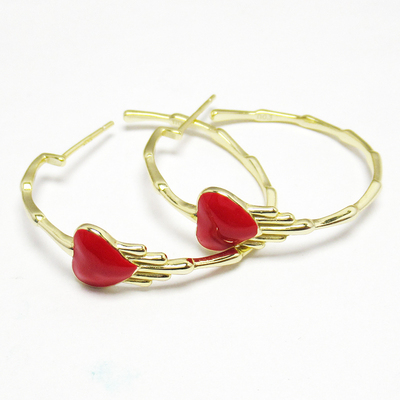 Silver Heart Shaped Enamel Earrings