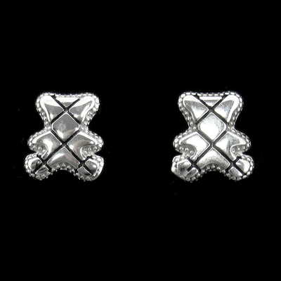 Silver Bear Shaped Enamel Earrings