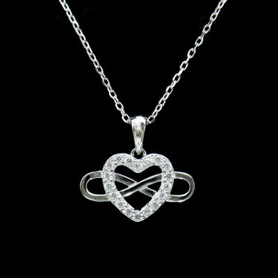Silver Heart Shaped Zircon Necklace