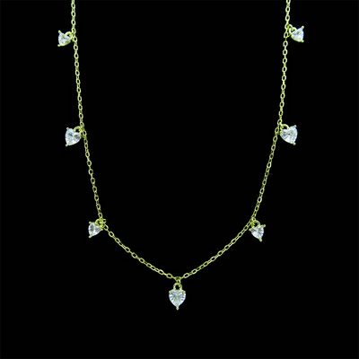 Silver Heart Shaped Zircon Necklace
